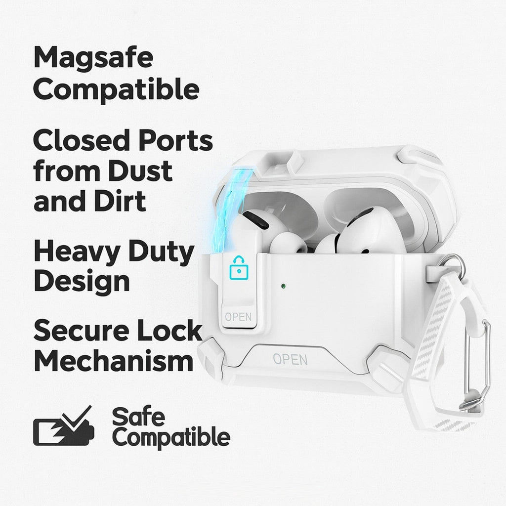AirPods Pro 3 Case - MagSafe, Heavy-Duty, Carabiner, Secure Lock | Raider Series