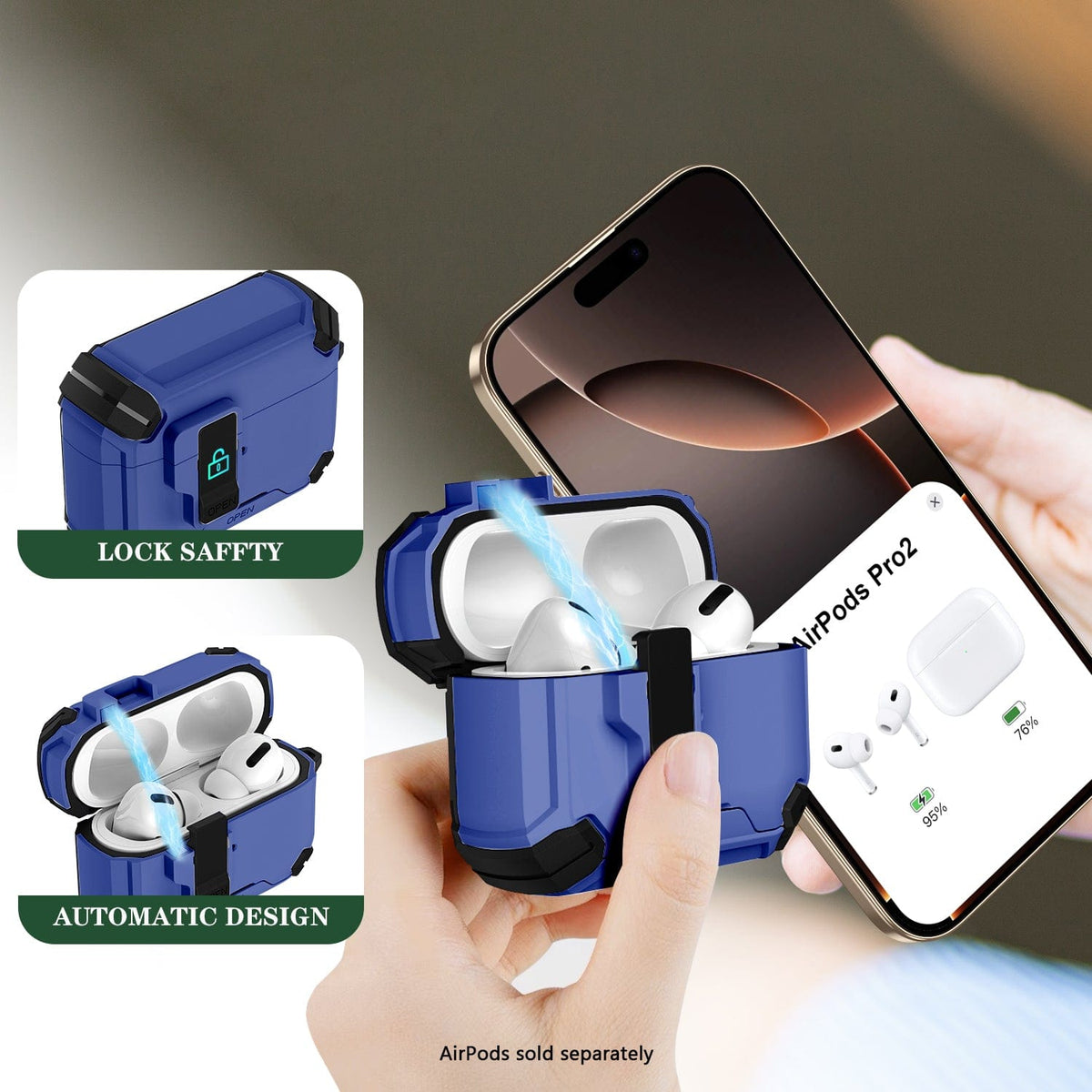 AirPods Pro 3 Case - MagSafe, Heavy-Duty, Carabiner, Secure Lock | Raider Series