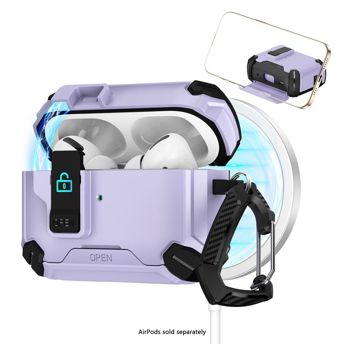 AirPods Pro 3 Case - MagSafe, Heavy-Duty, Carabiner, Secure Lock | Raider Series